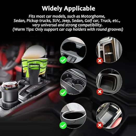 2-in-1 Car Cup Holder Expander 🥤 | 360° Rotatable Dual Drink & Snack Organizer 🚗