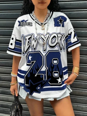 Newyork 28 V Neck T Shirt Women